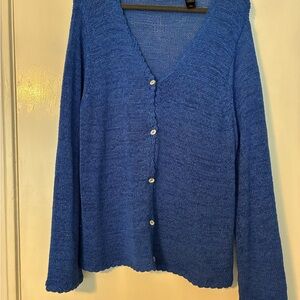 Liz Claiborne Royal Blue V-Neck Button Cardigan